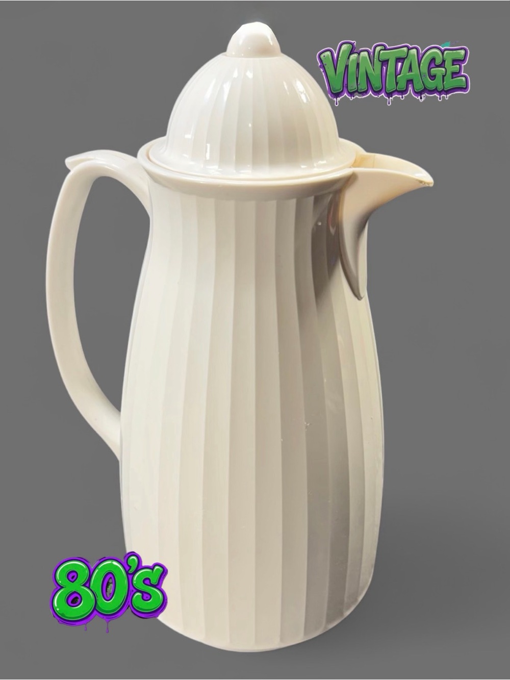 Crown Corning Thermique Thermal Carafe 1L Beige 12" Vintage Coffee Pot Thailand